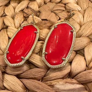 KENDRA SCOTT: Elle Earrings in Red and Gold